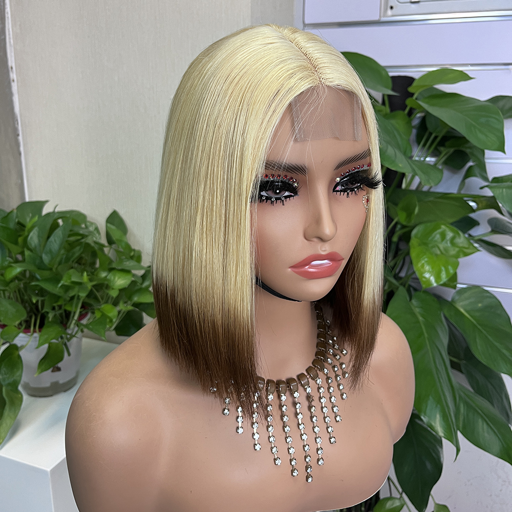 Stema 2x6 #613/4 Colored Transparent Lace Closure Bob Wig